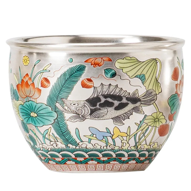 Silver Lined Ceramic Master Tea Cup,