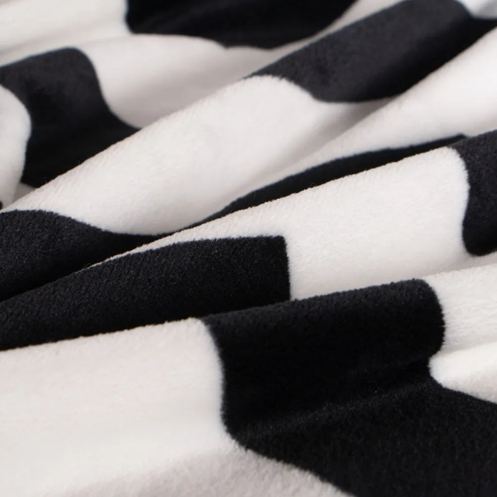 Flannel Throw Blanket, Black and White Pattern