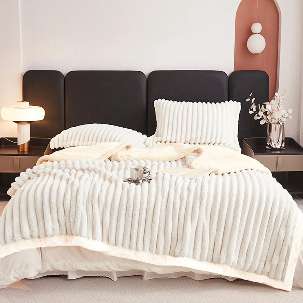 1pc Weighted Sherpa Fleece Blanket -Soft, Warm Faux Rabbit Fur