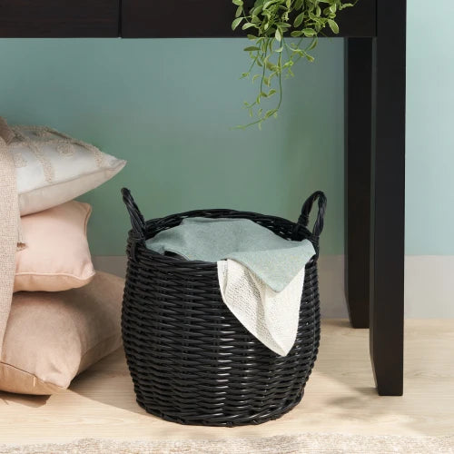 Round Resin Woven Wicker Basket 13" x 13" x 10.2"