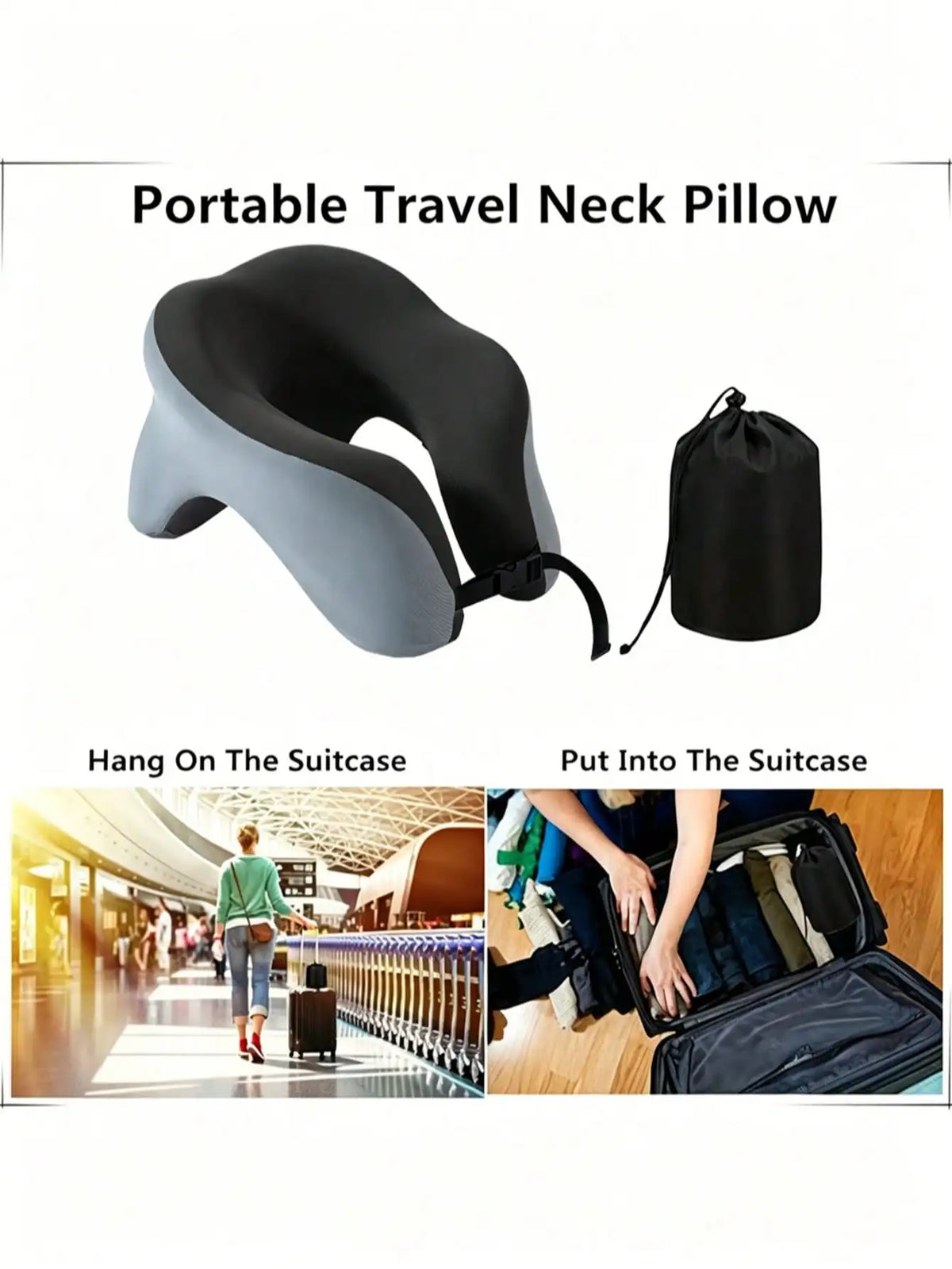 360° Head Support Memory Foam 2-In-1 Neck Pillow