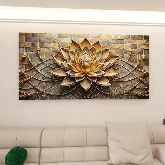 Abstract black gold floral canvas art, 1.5 inches wood
