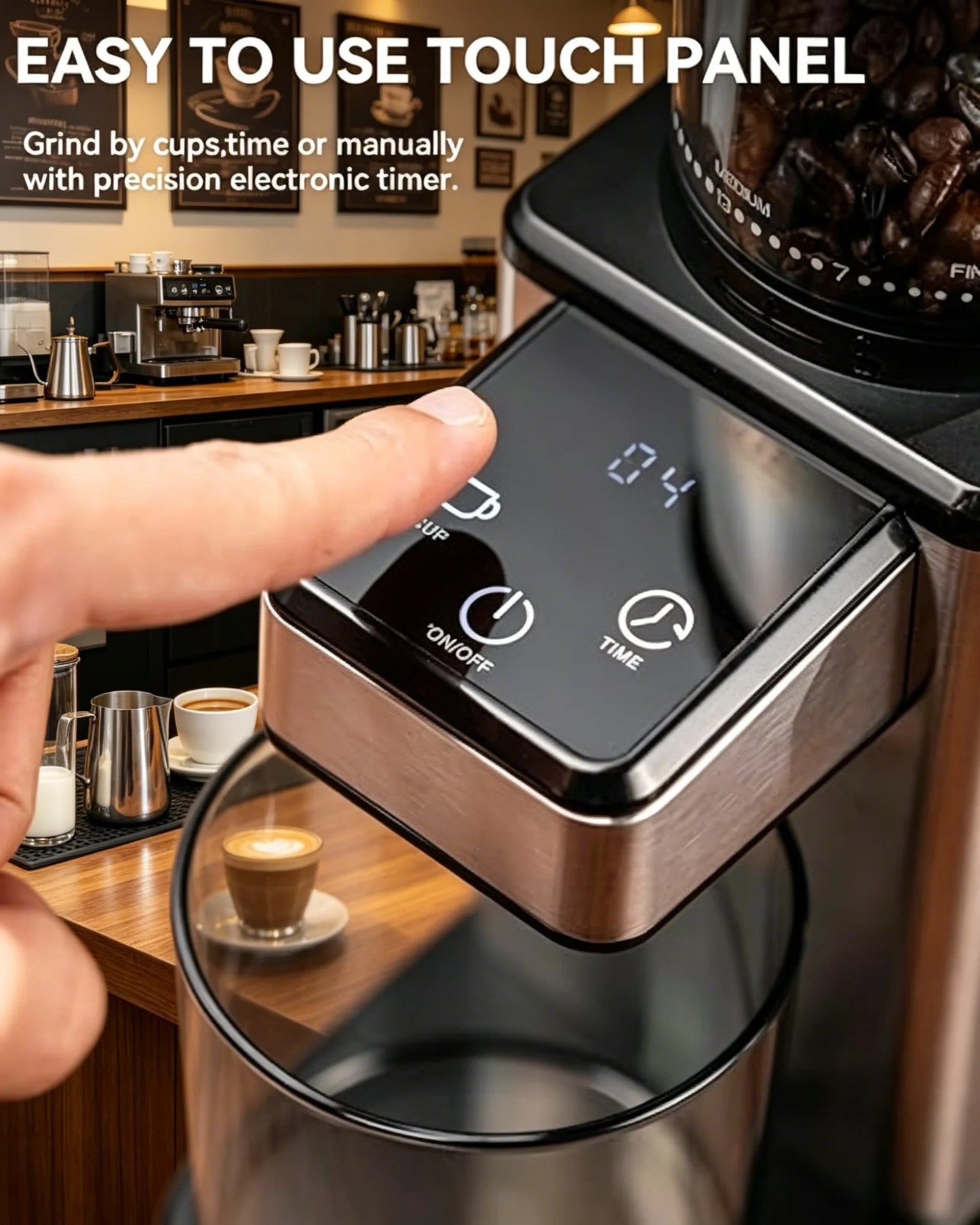 Conical Burr Coffee Grinder Stainless Steel 25 Grind Settings
