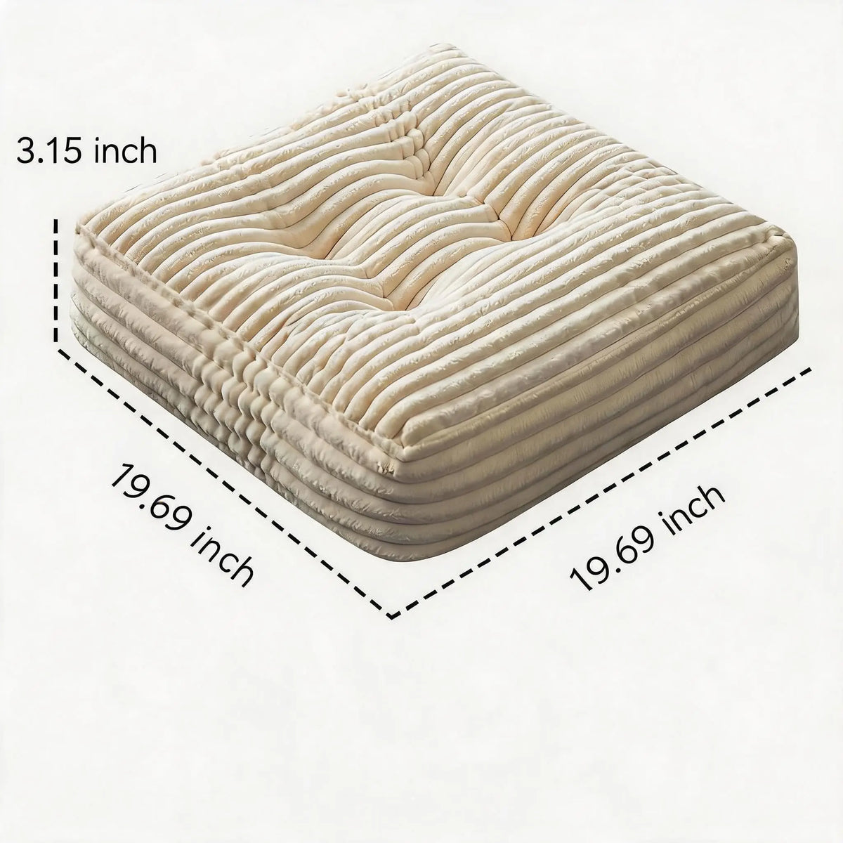 2Pcs Square Thick Floor Cushion, Striped Floor Pillow