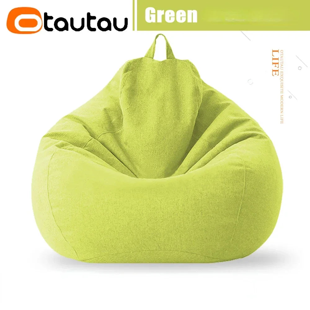 Filled 70cm Bean Bag Sofa with Filler Big Cotton Linen