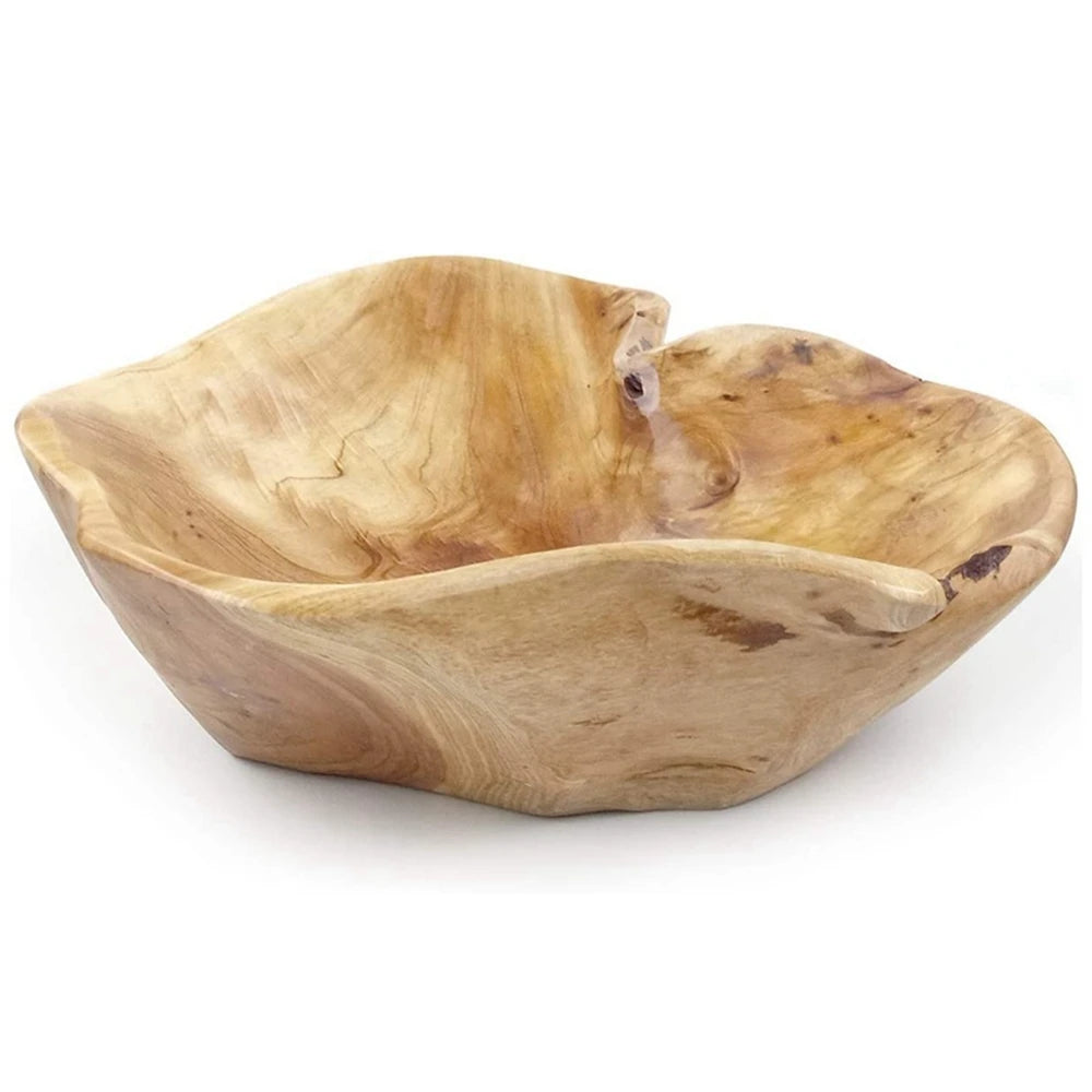 Wooden Fruit Salad Serving Bowl Hand-Carved Root Bowls  15-19cm
