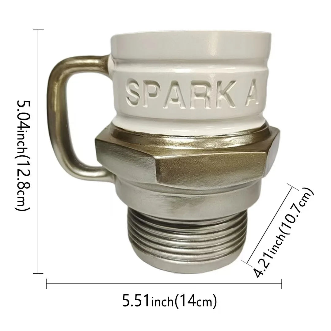 Spark Plug Shaped Resin Coffee Mug with Stainless Steel Liner