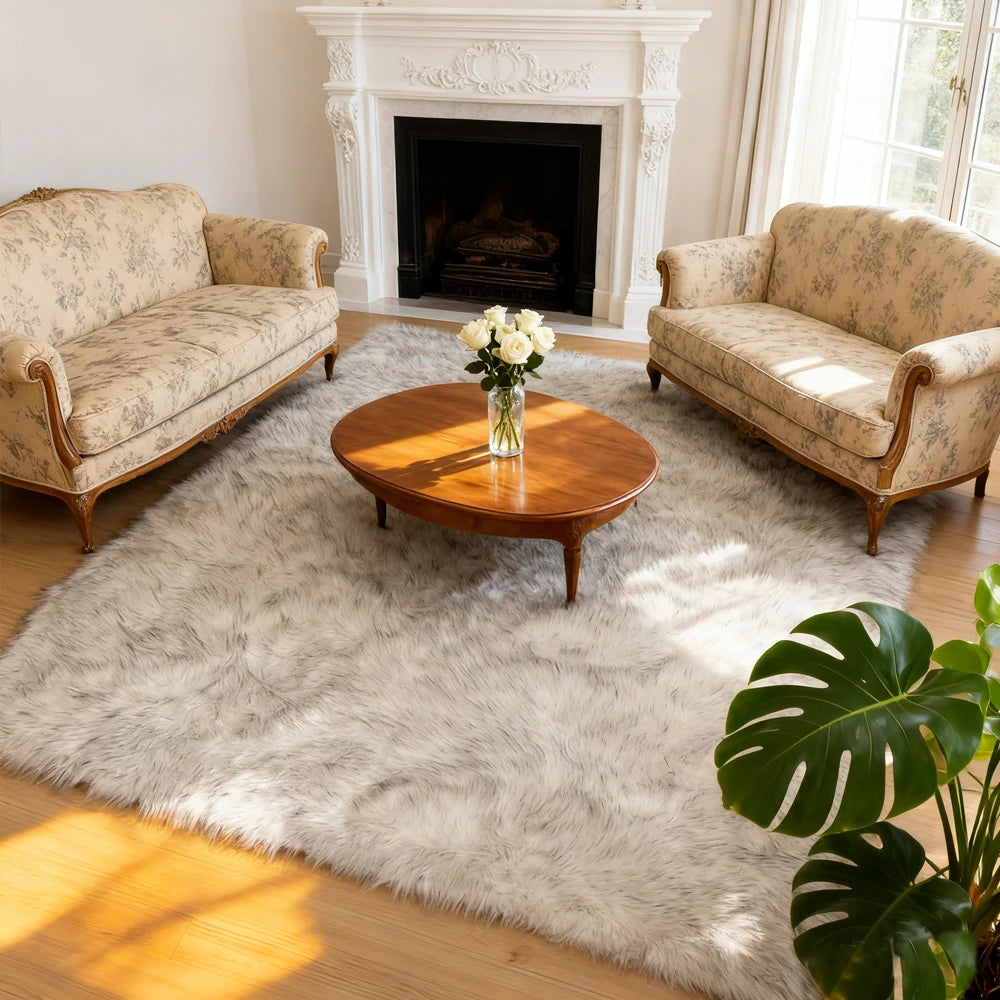 Area Rugs 10x12 Fluffy Fuzzy Furry Rug Faux Sheepskin