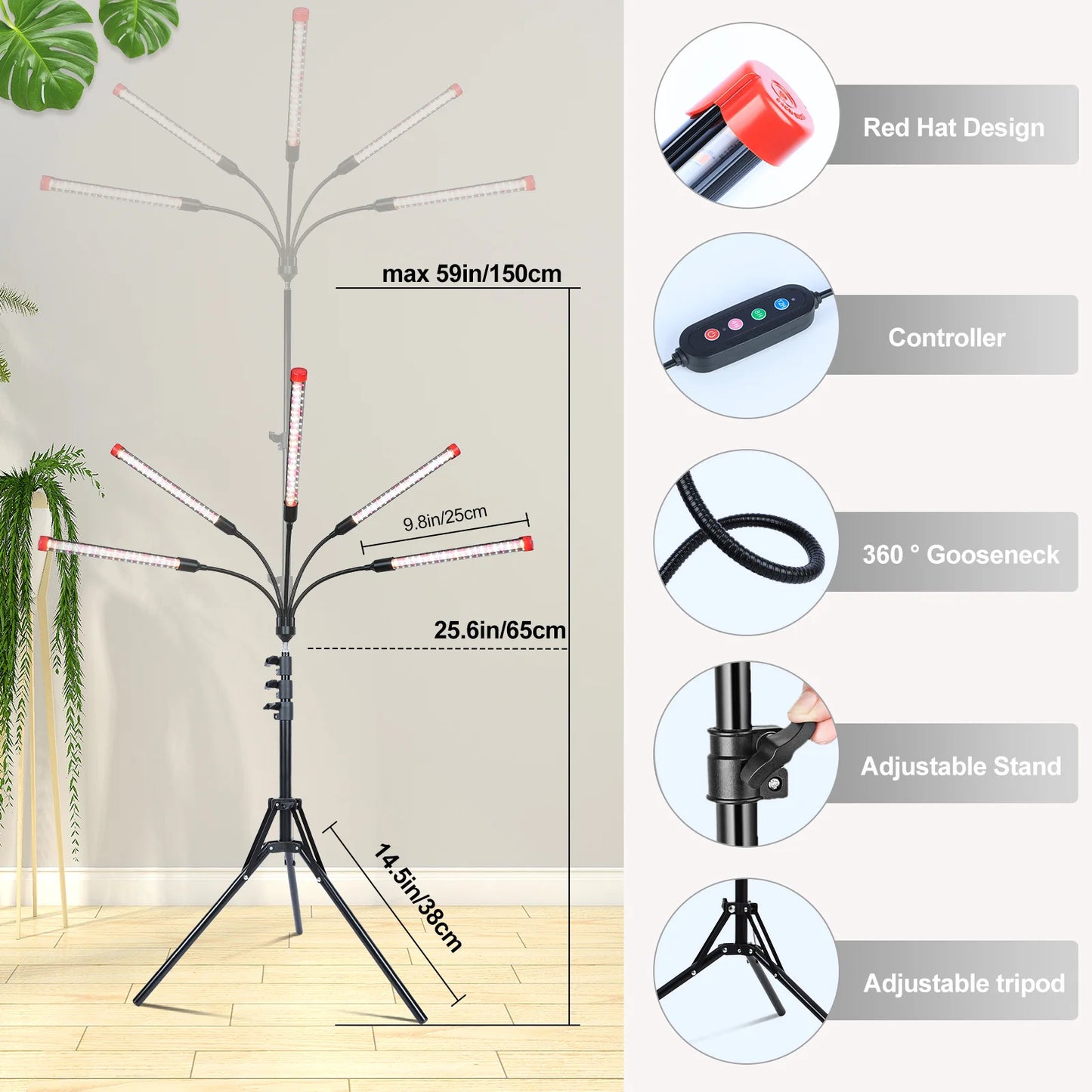 ! 45W, NOT 15W, , 5Head Stand Grow Lights