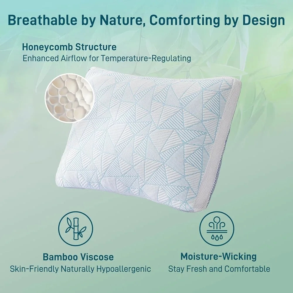 Memory Foam Pillows Set of 2 Cooling  Queen Size