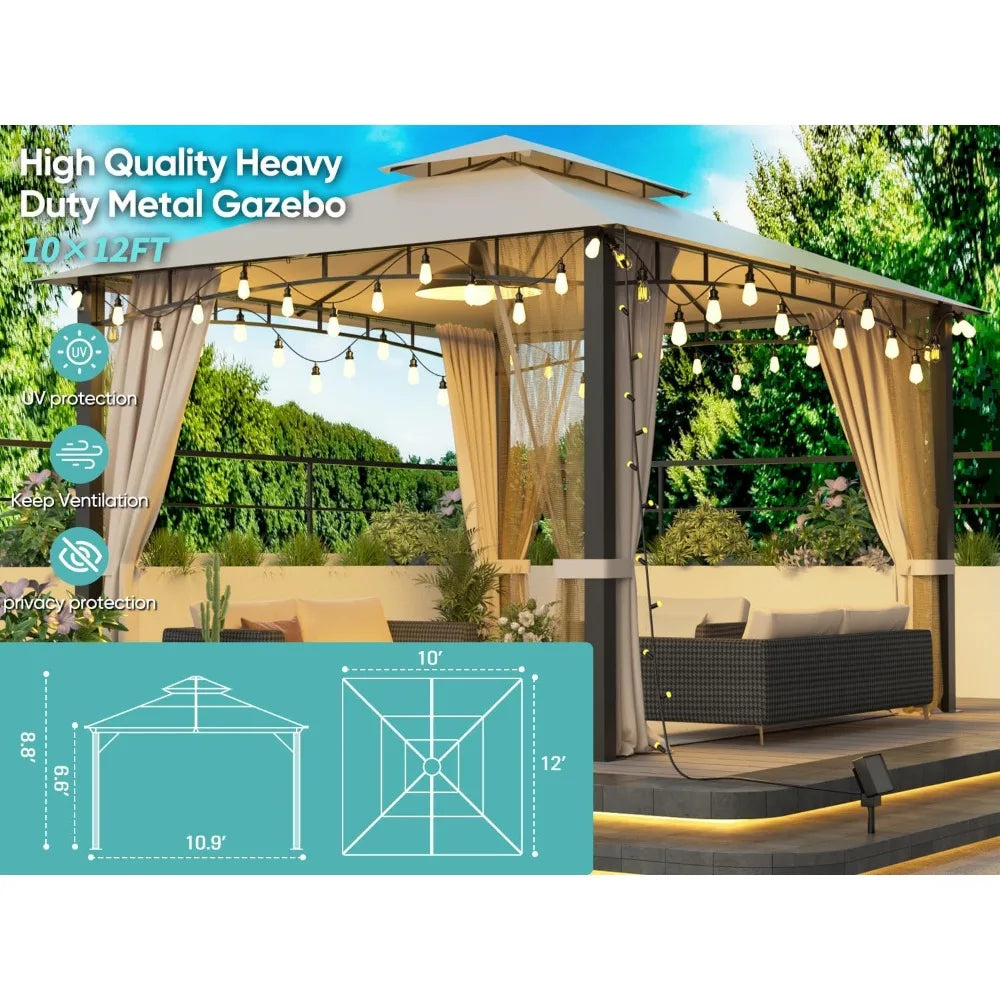 Patio Gazebo 10x12, Heavy Duty Soft Top Gazebos