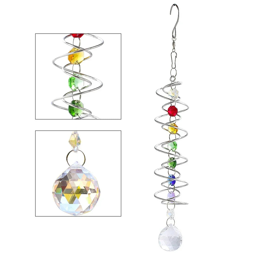 Spiral Tail Wind Spinner Suncatcher Crystal Ball