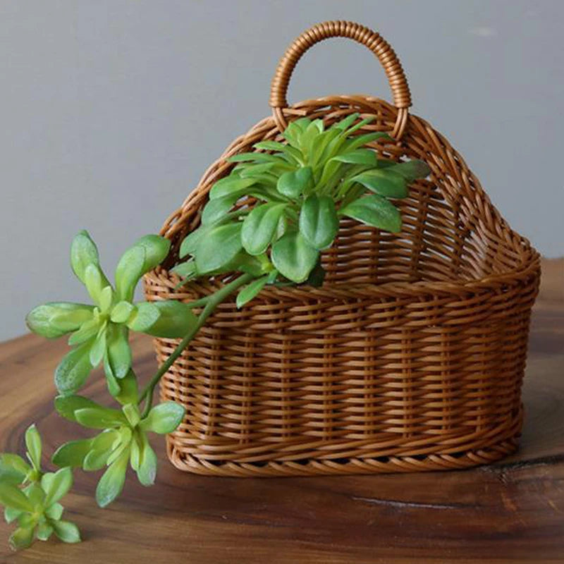 Wall Mounted  Simulated Rattan Hanging Basket,