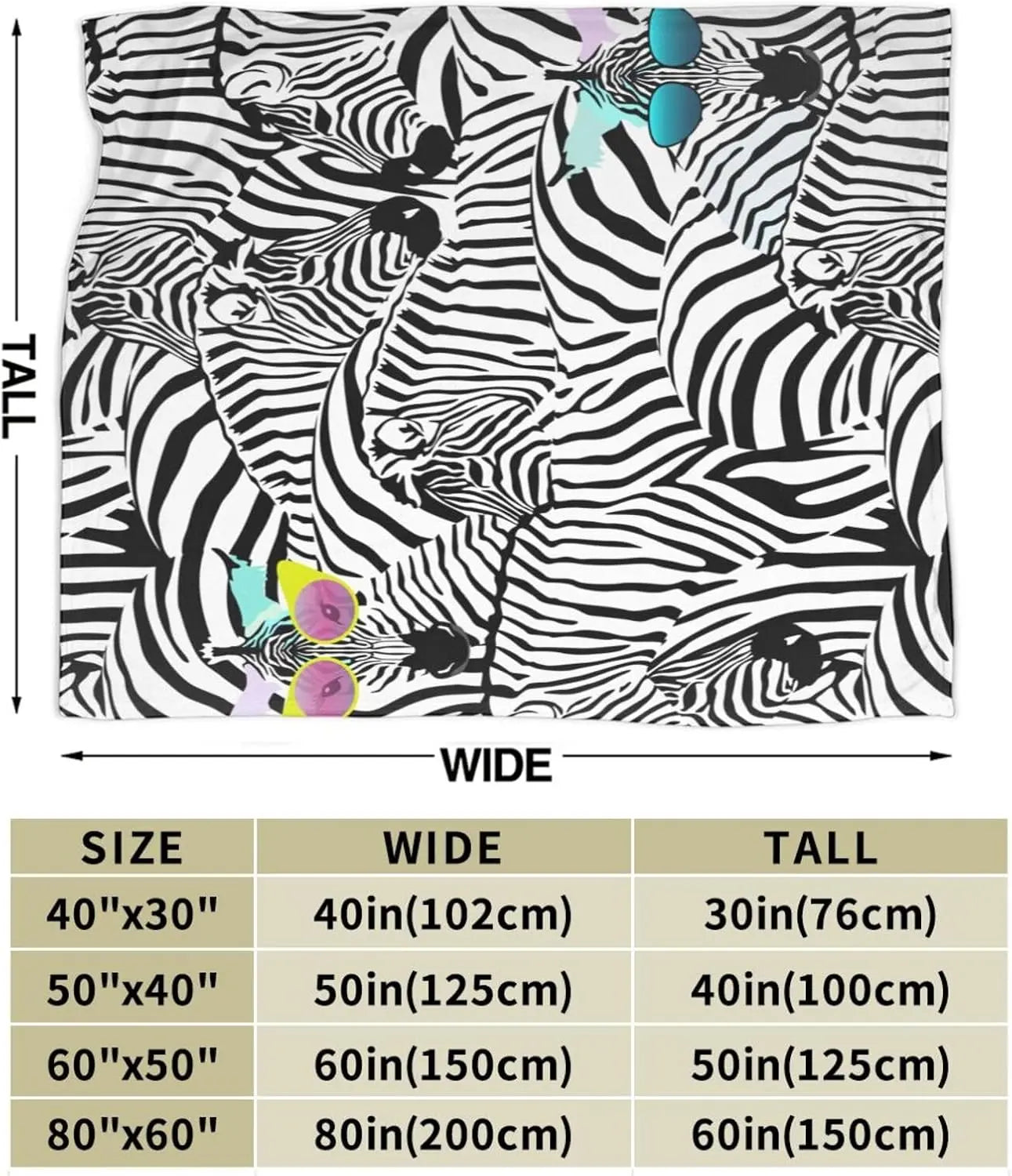 Stylish Zebra Print Blanket Soft Lightweight Throw Blankets Cozy Flannel