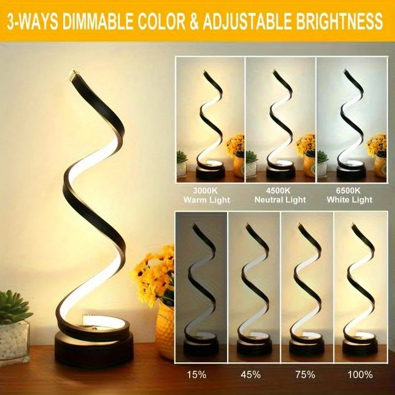 Classic Creative Spiral LED Table Lamp, Dimmable  Adjustable Arm