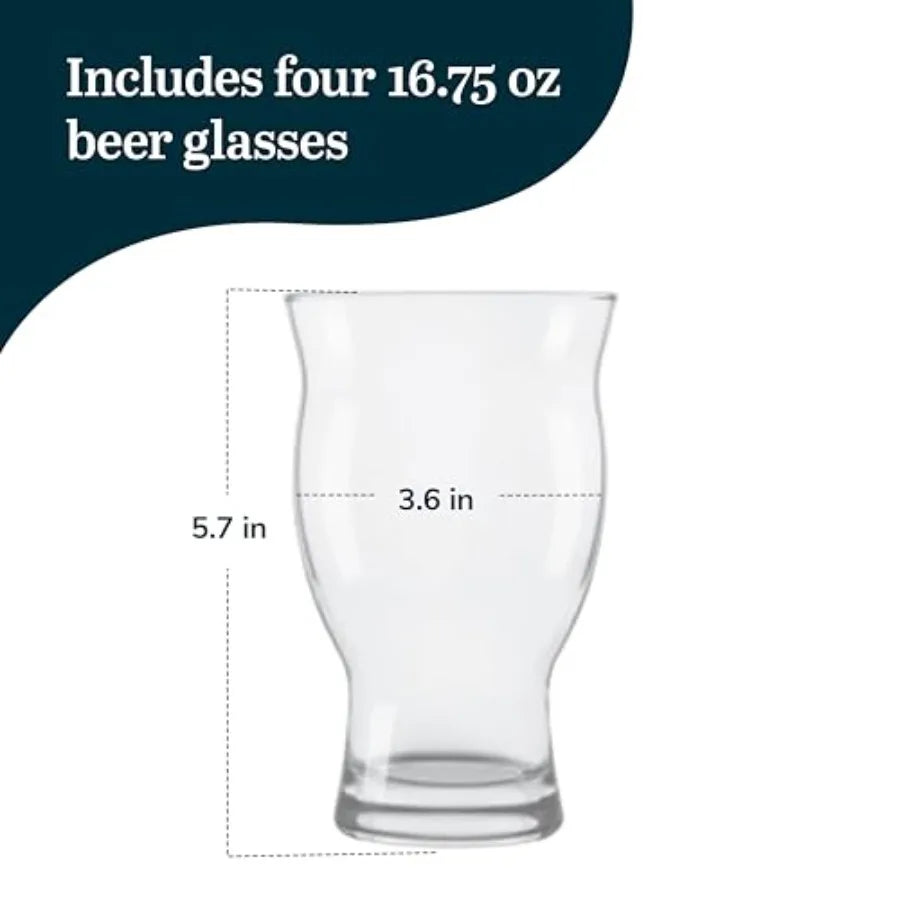 Beer Glasses, Dishwasher Safe Pint Glasses Set of 4