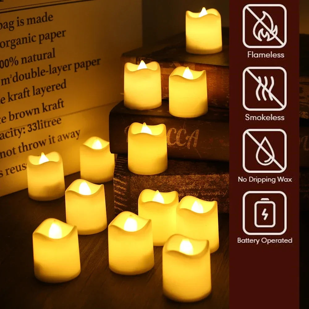 6/24Pcs Flameless LED Candles Tea Light - Battery Powered