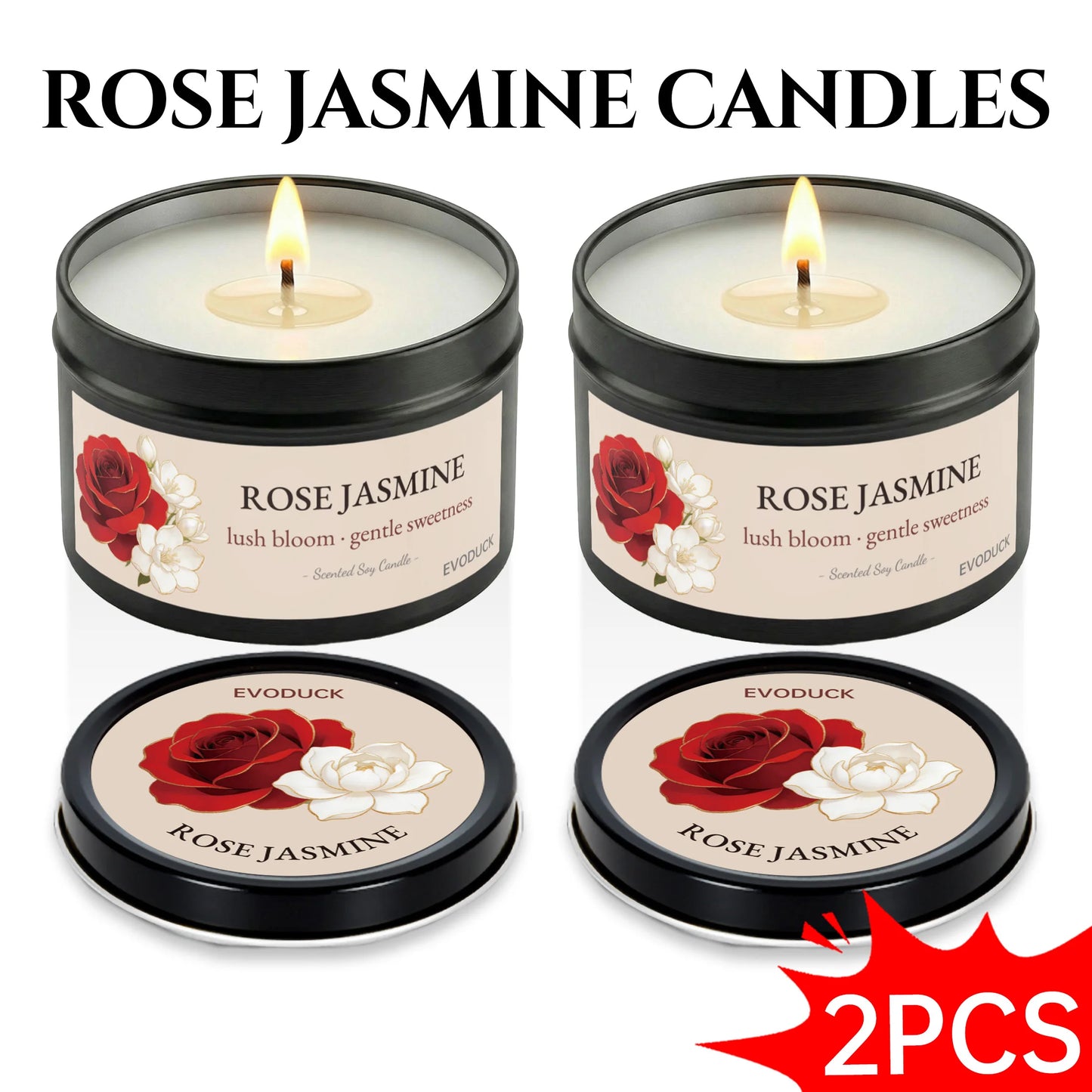 4Pcs Floral Scented Candle Set  Natural Soy Wax Tin Candles