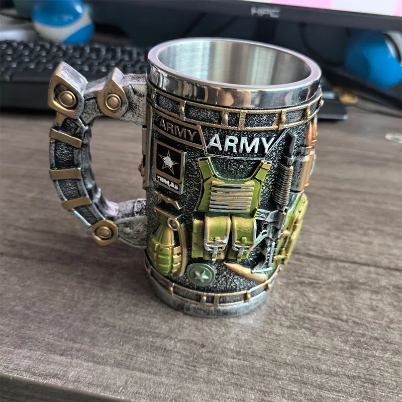 Army Military Beer Mug Resin Stainless Steel