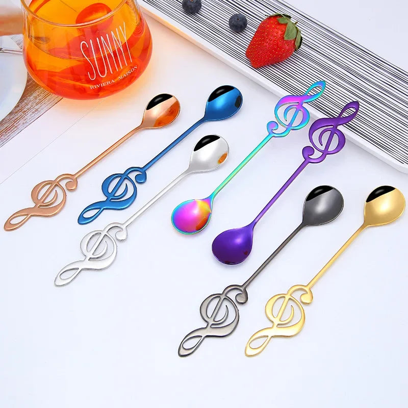 3/5/10pcs 304 Stainless Steel Musical Notes Coffee Spoon