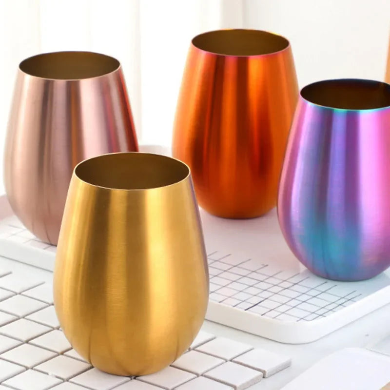500ml Stainless Steel Titanium Plating Wine - Beer Glasses