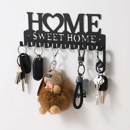 1pc Black Key Holder Wall Mounted Storage Rack