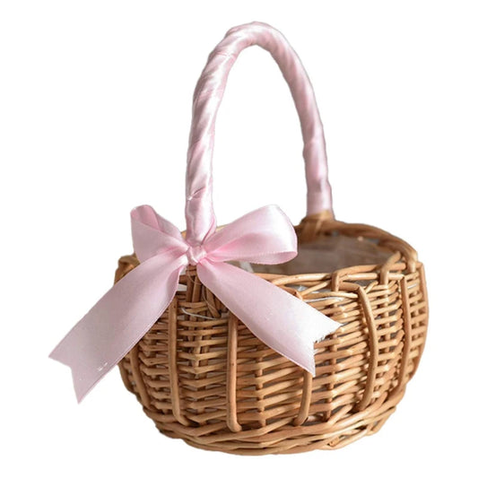 Hand-woven Basket With Handle Wicker Sundries Basket