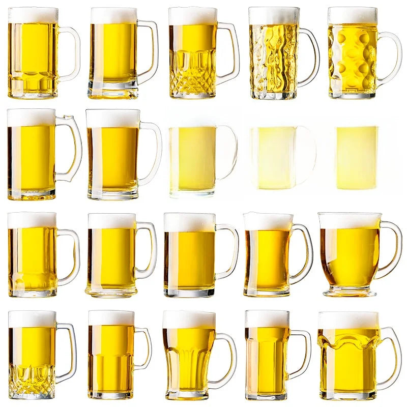 Large Capacity Beer Glass with Handle High End Glass Drinking Cup