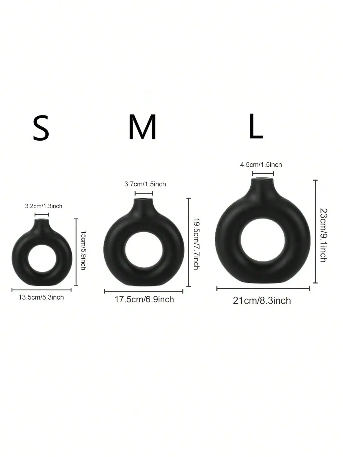 1pc Black Plastic Circular Flower Vase
