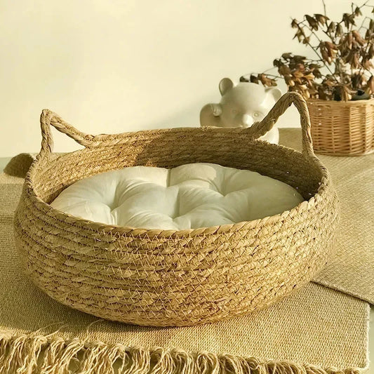 Pure hand-woven rattan nest  pad removable washable