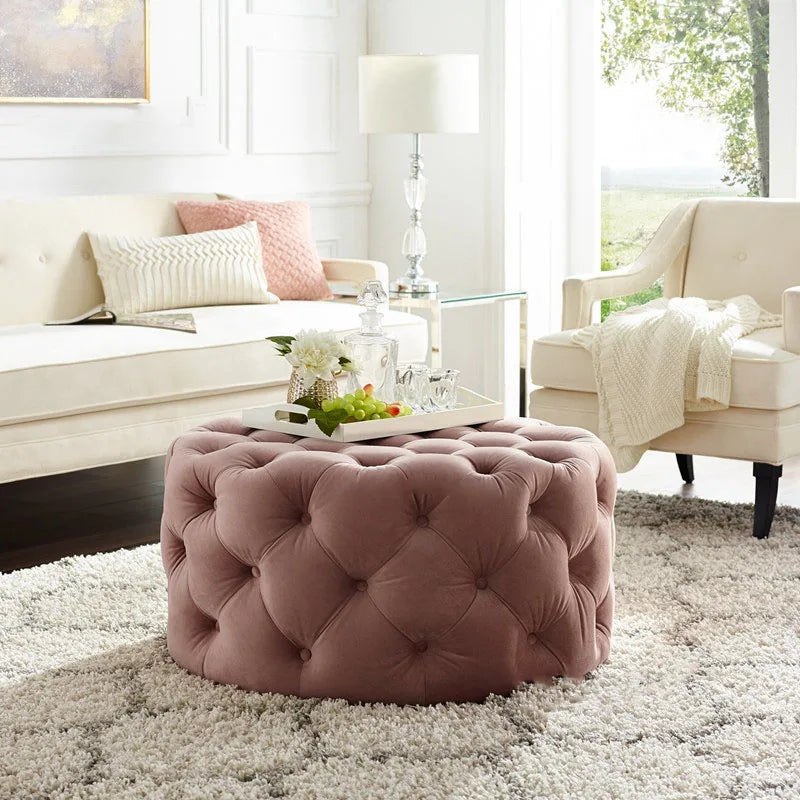 Velvet Round Ottoman Luxury Sofa Pouf