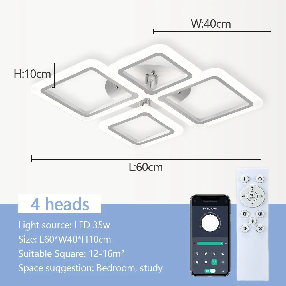 Modern LED Ceiling Light Acrylic square Dimmable Smart Ceiling Pendant Lamp Living Room Lights For Bedroom Dining Room Luminaire