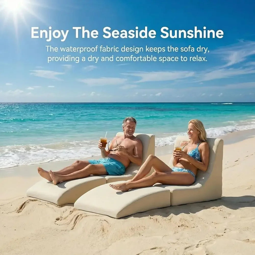 Bean Bag Chair Set o 2 Outdoor Patio Lounge Chair with Back Support