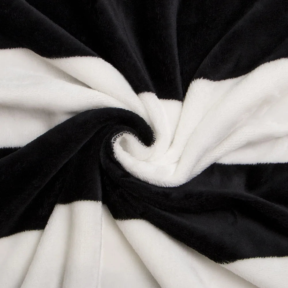 Flannel Throw Blanket, Black and White Pattern