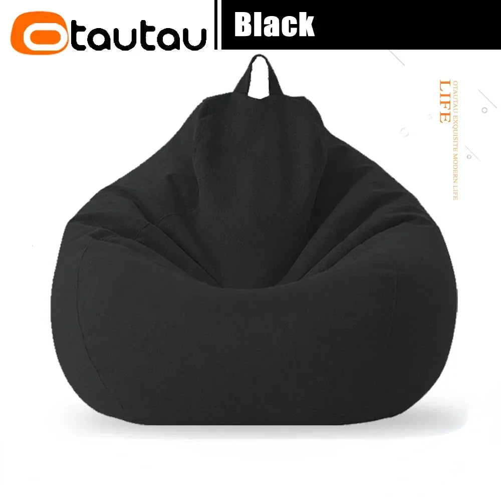 Filled 70cm Bean Bag Sofa with Filler Big Cotton Linen