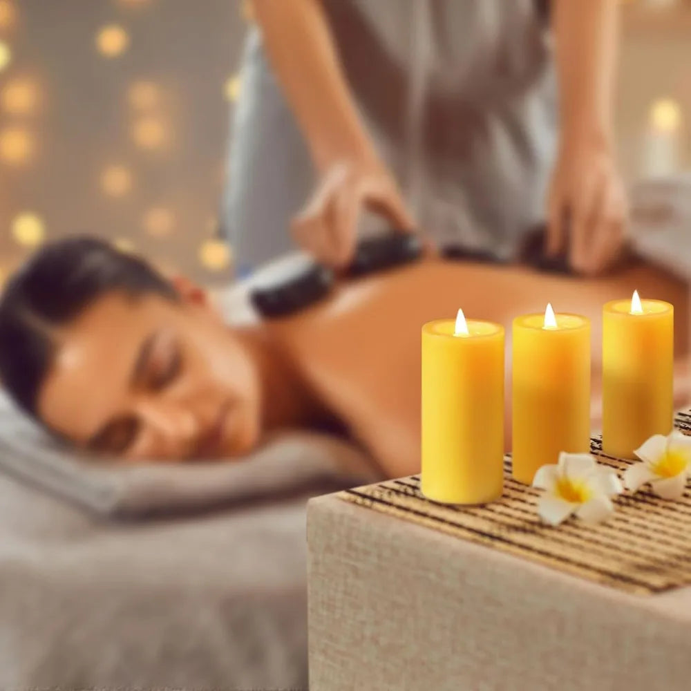 Natural Beeswax Pillar Candles, 560 Hours Long Burning Bees Wax