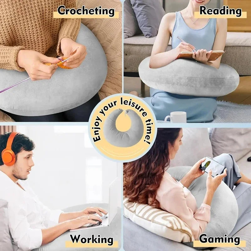 60x58cm Ergonomic Moon Pillow U-Shaped Lap Pillow Reading Gaming
