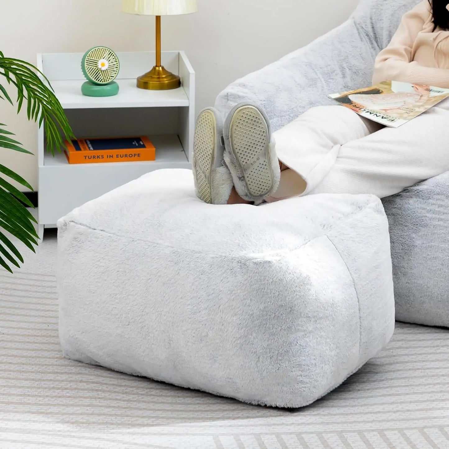 15""(H) Bean Bag Ottoman Pouf, 6.6Lb Memory Foam Filled