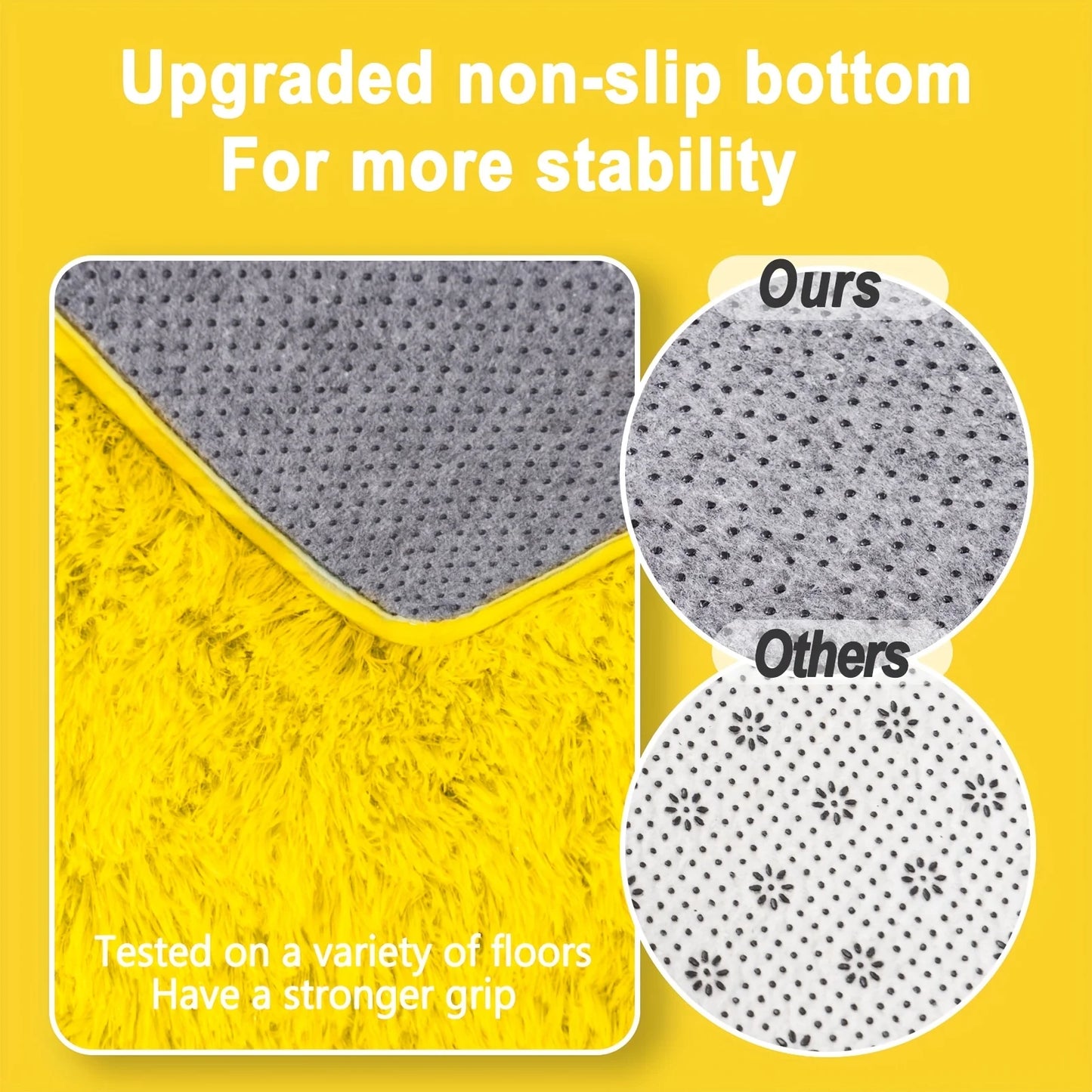 Ideal Room Decor Rug,Yellow Soft Shaggy Non-Slip - 4 Rug Stickers