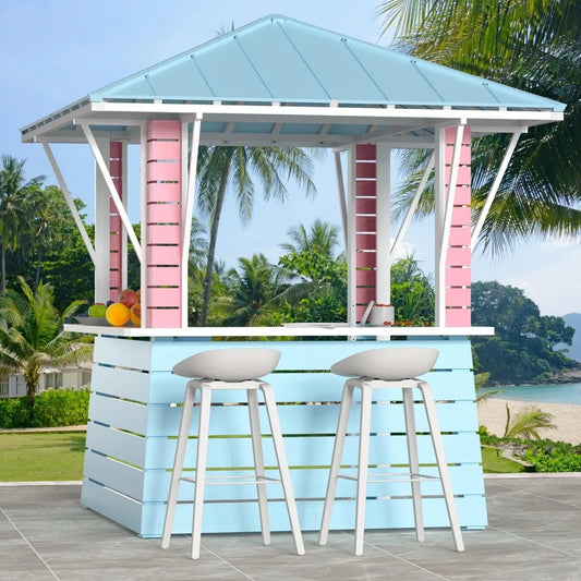 Outdoor Bar, Grill Gazebo with USB Charging Socket and Hooks