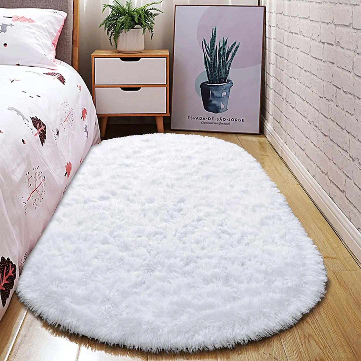 Oval Fluffy Ultra Soft Area Rugs Plush Shaggy, 2.6 x 5.3ft