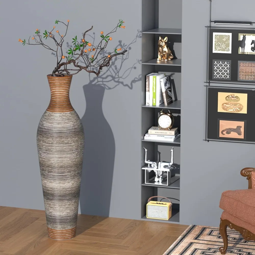 39-Inch Tall Brown Decorative Floor Vase