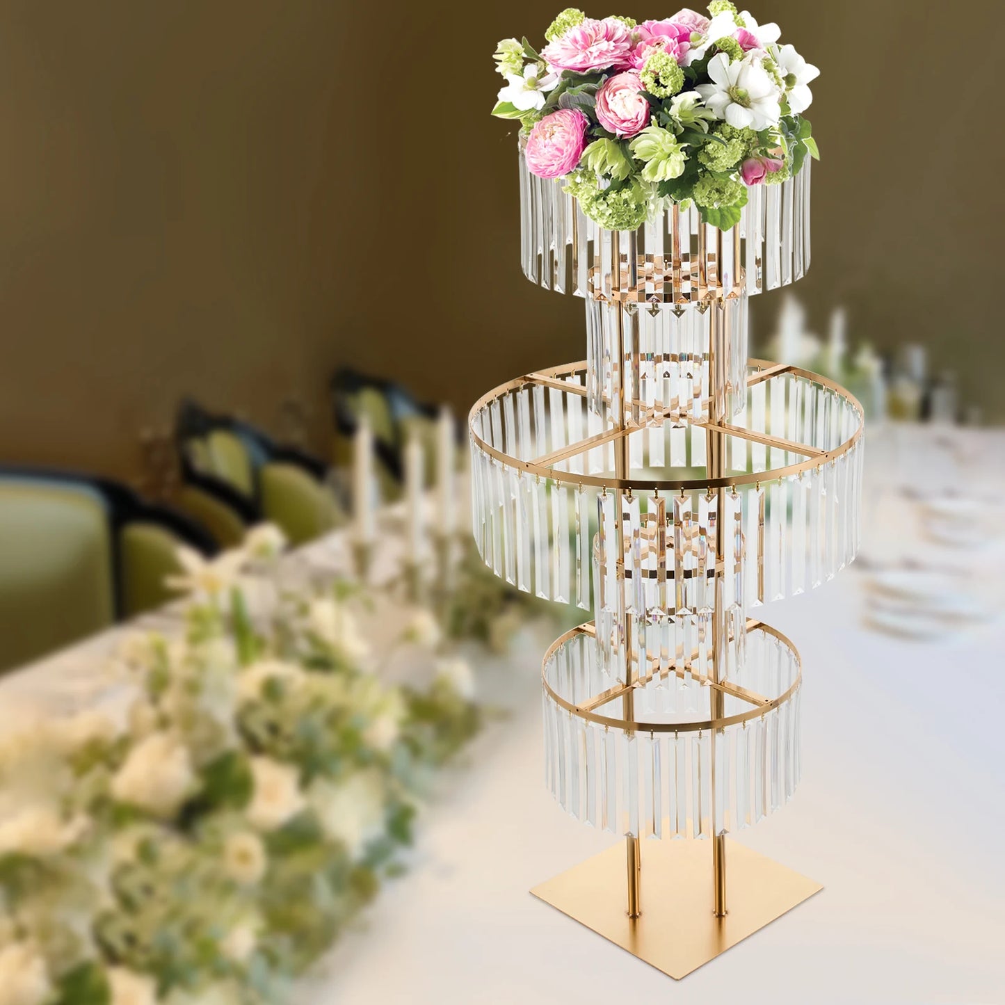 5 Tiers Gold/Silver Wedding Centerpieces Flower Stand Vase