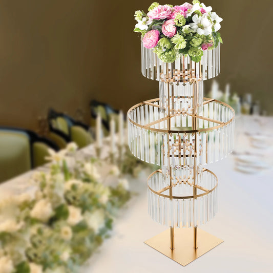 5 Tiers Gold/Silver Wedding Centerpieces Flower Stand Vase