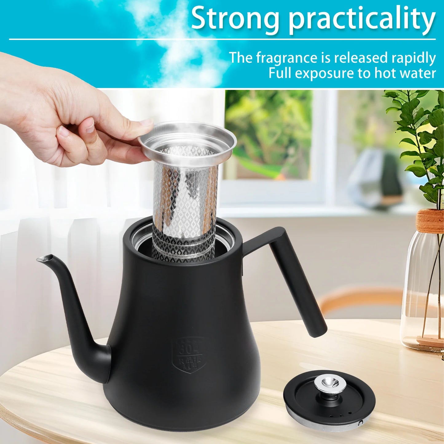 2L Stainless Kettle Tea Pot - Infuser Coffee Water Kettle