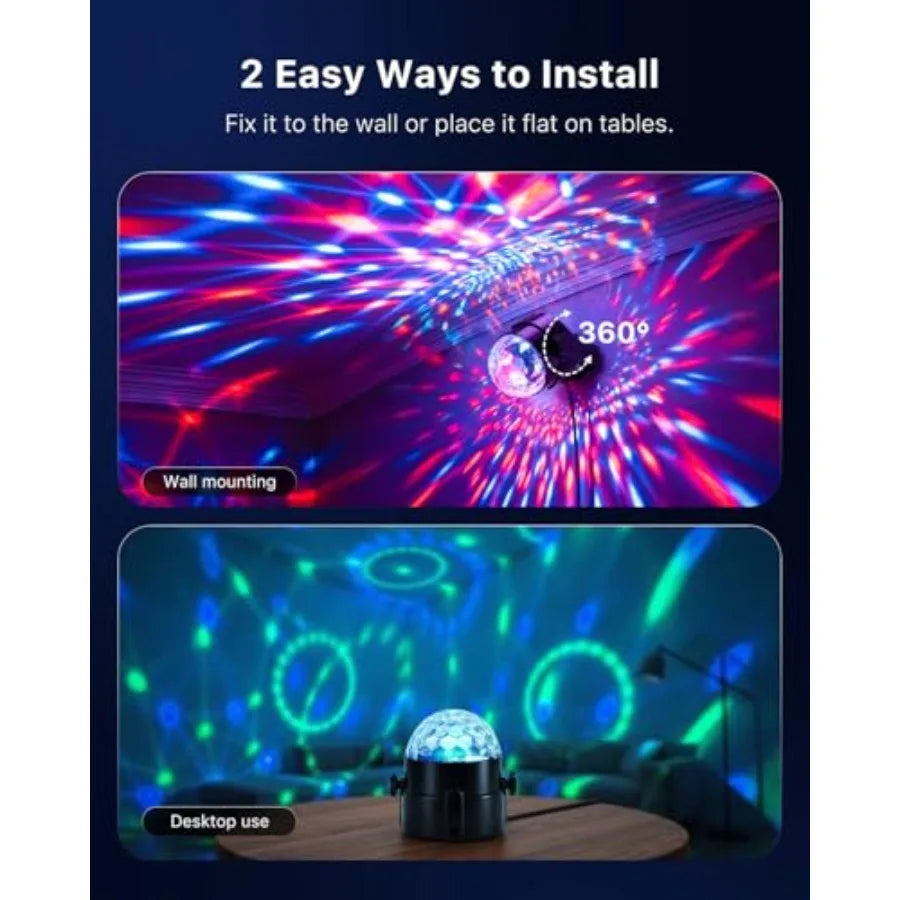 3 Pack RGB Disco Ball Lights with Sound Activation and 4.9ft Type C Cable