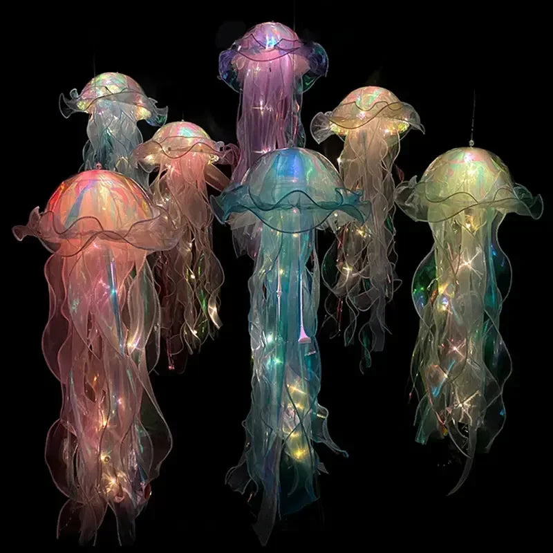 Jellyfish Lamp Hanging Night Light Under Colorful