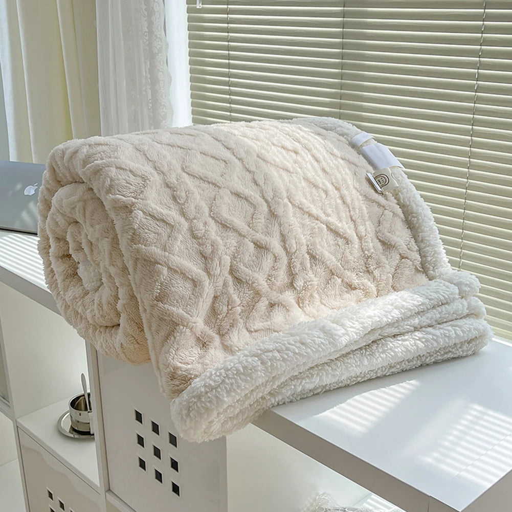 Winter Thick Blanket Lamb Fleece Throw Blanket Double Layer