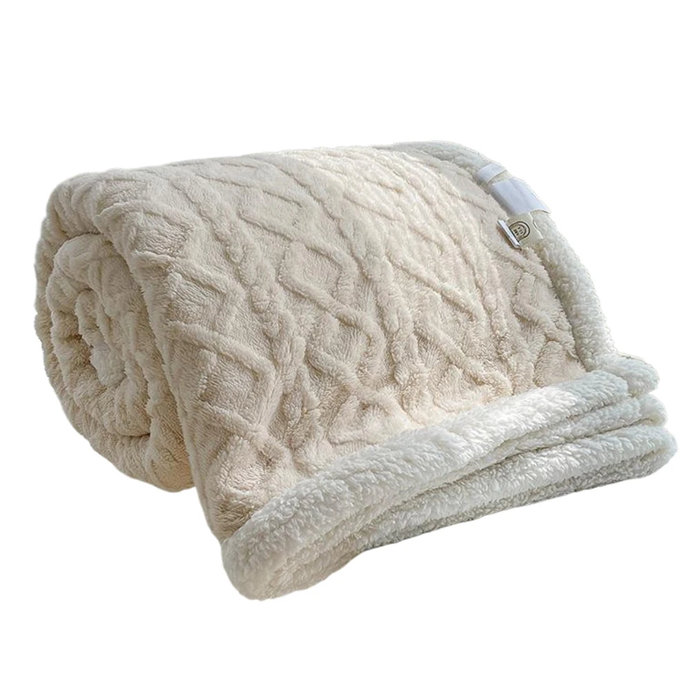 Double Layer Soft Warm Double Sided Throw Lamb Wool