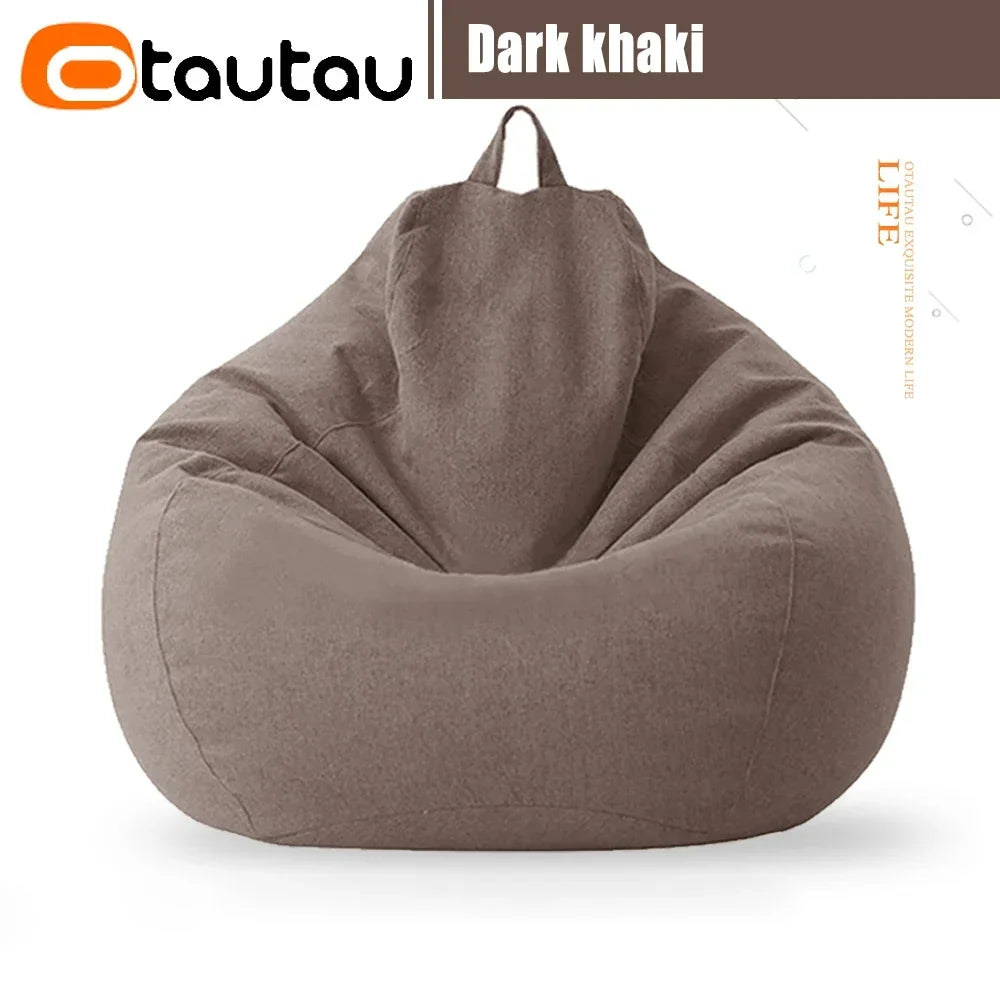 Filled 70cm Bean Bag Sofa with Filler Big Cotton Linen